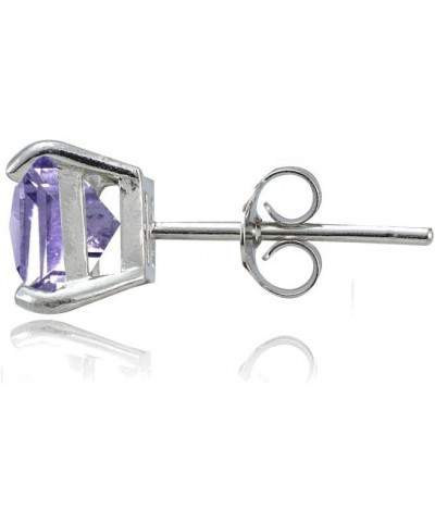 Sterling Silver Genuine, Created or Simulated Birthstone Gemstone 7mm Square Stud Earrings February-Amethyst $16.23 Earrings