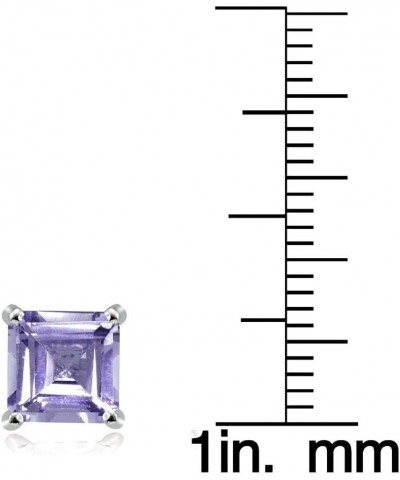 Sterling Silver Genuine, Created or Simulated Birthstone Gemstone 7mm Square Stud Earrings February-Amethyst $16.23 Earrings