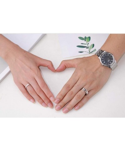 Matching Heart Promise Rings for Couples I Love You Engagement Wedding Ring Band Sets for Him and Her Stainless Steel High Po...