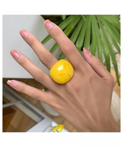 2Pcs Multicolor Resin Chunky Rings for Women Y2K Acrylic Resin Rings Minimalist Knuckle Finger Rings Jewelry C $5.21 Rings