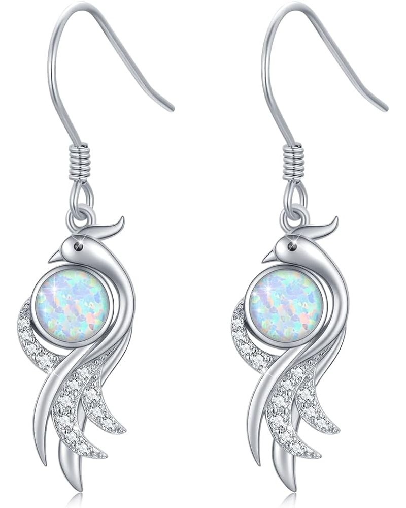 Phoenix Earrings S925 Sterling Silver Opal/Pearl Dangle Drop Earrings Cute Hypoallergenic Jewelry Gifts for Women Girls Opal ...