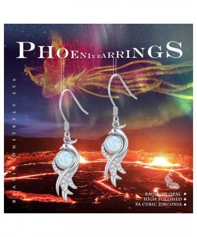 Phoenix Earrings S925 Sterling Silver Opal/Pearl Dangle Drop Earrings Cute Hypoallergenic Jewelry Gifts for Women Girls Opal ...