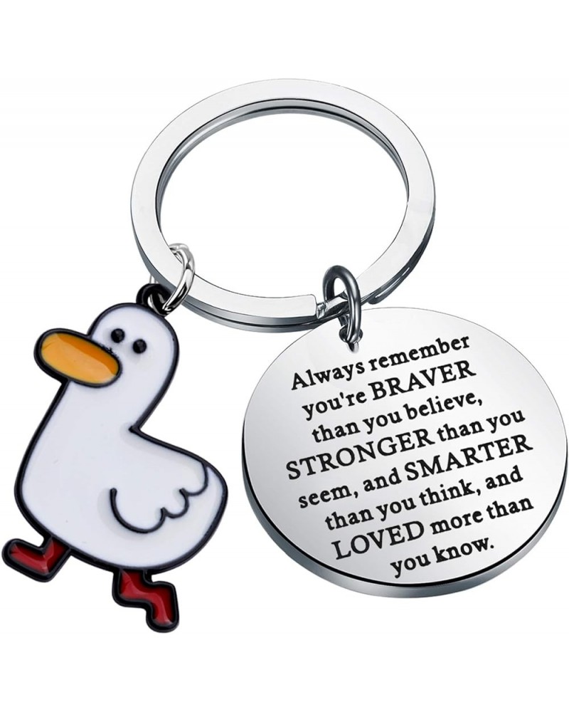 Cute Duck Jewelry You are Braver Stronger Smarter Than You Think Keychain Duck Inspirational Gifts for Duck Lover Duck Always...