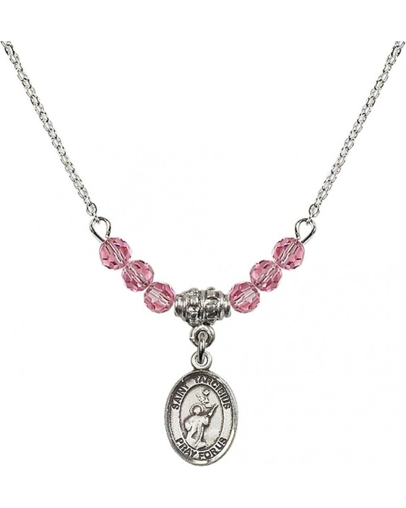 October Birth Month Bead Necklace with Catholic Patron Saint Petite Charm, 18 Inch Saint Tarcisius $44.05 Necklaces