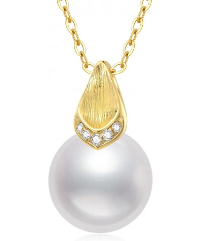 14k Gold Diamond Pearl Necklace for Women, 14kt Gold Jewelry Present for Wife, Birthday Gifts for Her, 16-18 Inch $77.04 Neck...