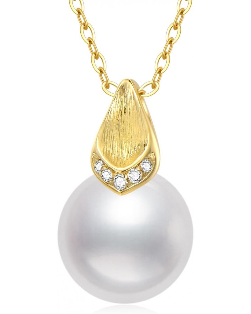 14k Gold Diamond Pearl Necklace for Women, 14kt Gold Jewelry Present for Wife, Birthday Gifts for Her, 16-18 Inch $77.04 Neck...