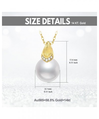 14k Gold Diamond Pearl Necklace for Women, 14kt Gold Jewelry Present for Wife, Birthday Gifts for Her, 16-18 Inch $77.04 Neck...