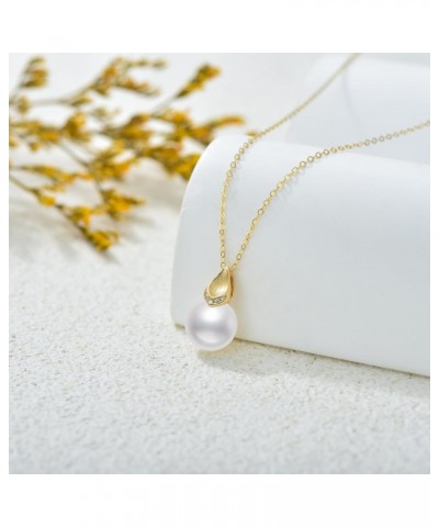 14k Gold Diamond Pearl Necklace for Women, 14kt Gold Jewelry Present for Wife, Birthday Gifts for Her, 16-18 Inch $77.04 Neck...