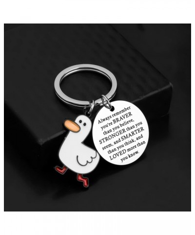 Cute Duck Jewelry You are Braver Stronger Smarter Than You Think Keychain Duck Inspirational Gifts for Duck Lover Duck Always...