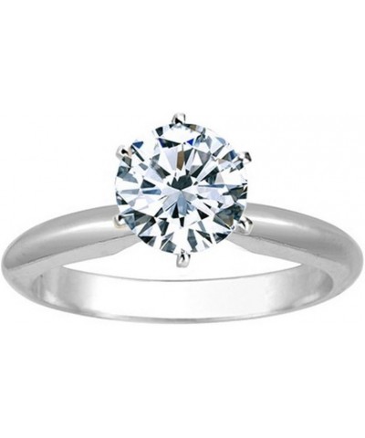 14K White Gold 1 Carat Lab Grown 6 Prong Solitaire Round Cut IGI CERTIFIED Diamond Engagement Ring (1 Ct,H-I Color VS2-SI1 Cl...