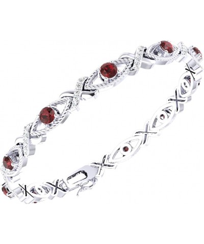 Crossed Lustrous Eyelet Bracelet for Women 925 Sterling Silver Gemstone Bracelet Round 4mm with 1.2mm Cubic Zirconia Bracelet...