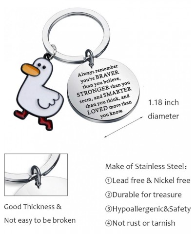 Cute Duck Jewelry You are Braver Stronger Smarter Than You Think Keychain Duck Inspirational Gifts for Duck Lover Duck Always...