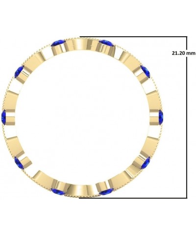 10K Gold Round Blue Sapphire & White Diamond Ladies Wedding Eternity Band Stackable Ring Yellow Gold $145.22 Rings