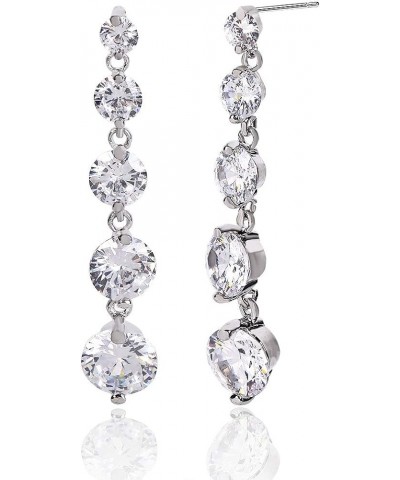 Women's Cubic Zirconia Bridal Earrings - Elegant Long Wedding Party Prom Earring for Bride Bridesmaids Crystal CZ Rhinestone ...