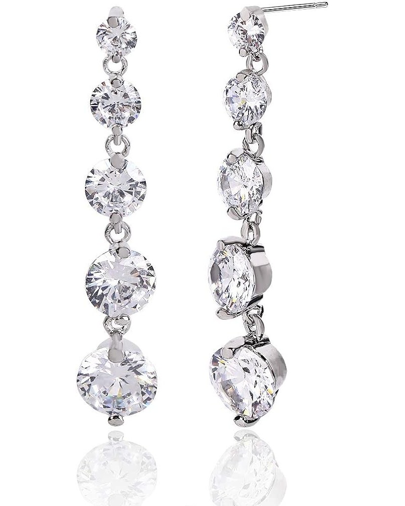 Women's Cubic Zirconia Bridal Earrings - Elegant Long Wedding Party Prom Earring for Bride Bridesmaids Crystal CZ Rhinestone ...