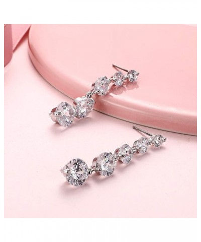 Women's Cubic Zirconia Bridal Earrings - Elegant Long Wedding Party Prom Earring for Bride Bridesmaids Crystal CZ Rhinestone ...