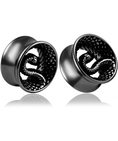 2PCS Cool Snake Hypoallergenic Stainless Steel 0g 2g Plugs Ear Gauges Tunnels Piercing Expander Stretchers Fashion Body Jewel...