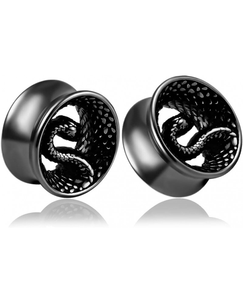 2PCS Cool Snake Hypoallergenic Stainless Steel 0g 2g Plugs Ear Gauges Tunnels Piercing Expander Stretchers Fashion Body Jewel...