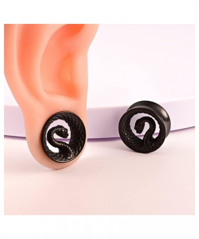 2PCS Cool Snake Hypoallergenic Stainless Steel 0g 2g Plugs Ear Gauges Tunnels Piercing Expander Stretchers Fashion Body Jewel...