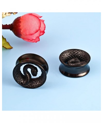 2PCS Cool Snake Hypoallergenic Stainless Steel 0g 2g Plugs Ear Gauges Tunnels Piercing Expander Stretchers Fashion Body Jewel...