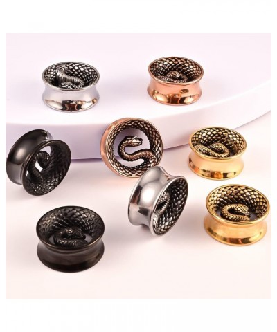 2PCS Cool Snake Hypoallergenic Stainless Steel 0g 2g Plugs Ear Gauges Tunnels Piercing Expander Stretchers Fashion Body Jewel...