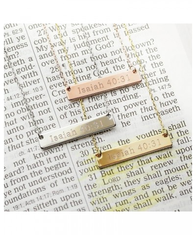 Gold Christian Bar Necklace Bible Verse Necklace Faith Necklace Sister Necklace Baptism Gift Birthday Isaiah 40:31 $15.56 Nec...