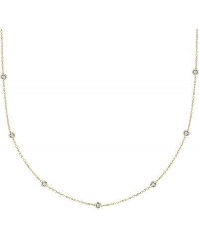 Sterling Silver Designer Style CZ By the Yard Station Chain Anklet, Bracelet, or Necklace Gold Tone (18 Inches) $17.23 Anklets