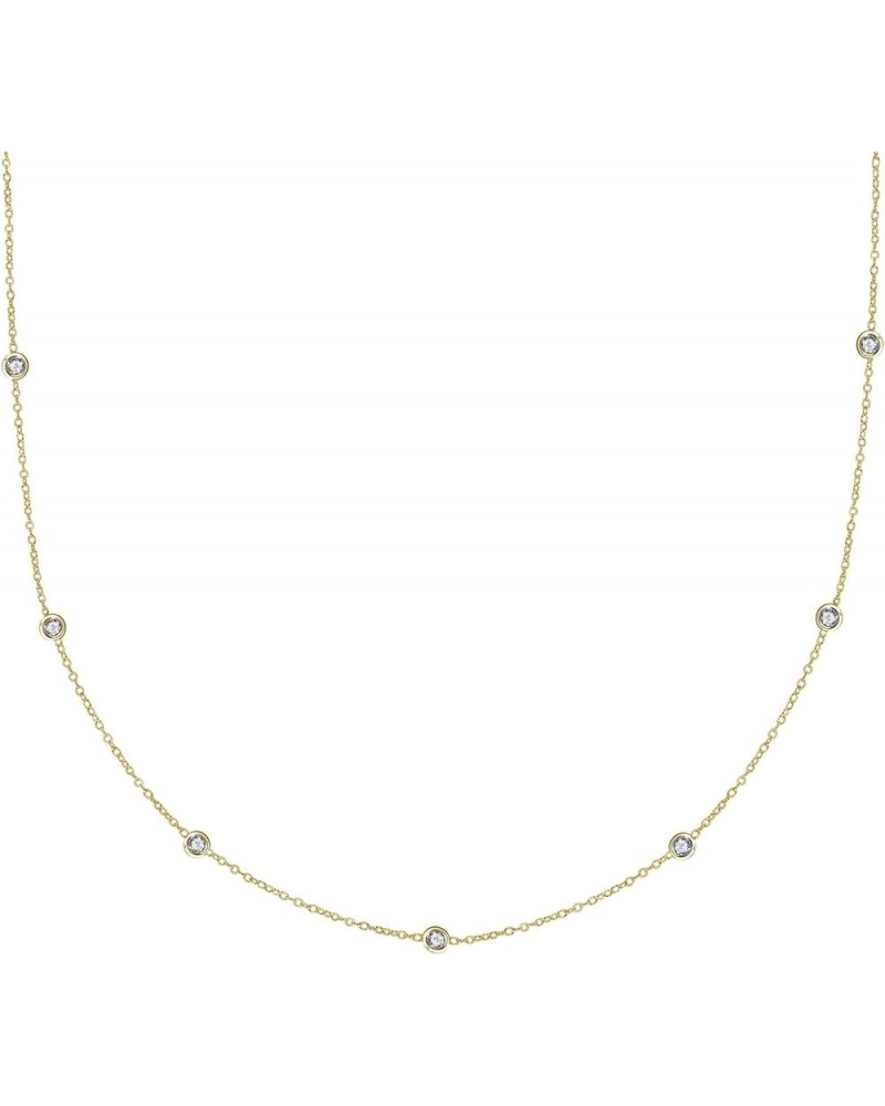 Sterling Silver Designer Style CZ By the Yard Station Chain Anklet, Bracelet, or Necklace Gold Tone (18 Inches) $17.23 Anklets