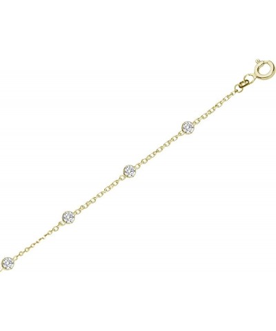 Sterling Silver Designer Style CZ By the Yard Station Chain Anklet, Bracelet, or Necklace Gold Tone (18 Inches) $17.23 Anklets