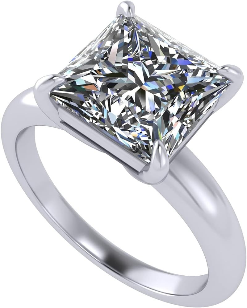 VOGUE Simulated diamond Solitaire Engagement Wedding Ring Solid Sterling Silver Princess $22.16 Rings