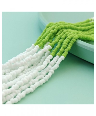 Long Multiple Row Handmade Mix Color Beaded Statement Necklace Women(NK-10647) Greenery $11.75 Necklaces