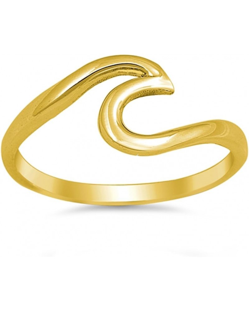 .925 Sterling Silver Wave Design Ring Colors Available Yellow Gold Plated Silver $10.19 Rings