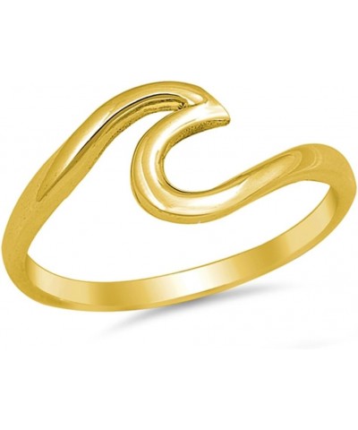 .925 Sterling Silver Wave Design Ring Colors Available Yellow Gold Plated Silver $10.19 Rings