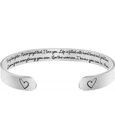 Daughter Mother Bracelets Wide Cuff Bangle Message Engraved Christmas Gifts for Her To my daughter, never forget that,I love ...