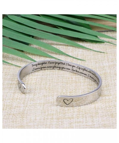 Daughter Mother Bracelets Wide Cuff Bangle Message Engraved Christmas Gifts for Her To my daughter, never forget that,I love ...