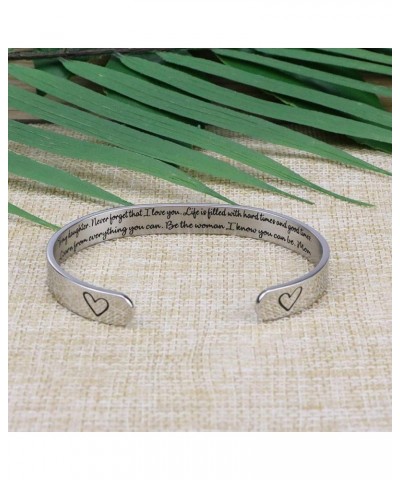 Daughter Mother Bracelets Wide Cuff Bangle Message Engraved Christmas Gifts for Her To my daughter, never forget that,I love ...