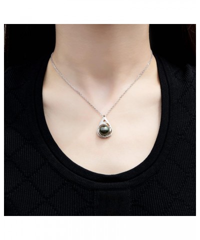 11-12MM Tahitian Black Pearl with Moissanite Pendant Necklace, AAAA Handselected Black Pearls, D Color Moissanite, 18K White ...