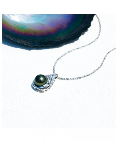 11-12MM Tahitian Black Pearl with Moissanite Pendant Necklace, AAAA Handselected Black Pearls, D Color Moissanite, 18K White ...