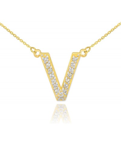 14K Yellow Gold Diamond Accented Personalized Initial Letter Pendant Necklace, 1/20-1/5 Cttw (J-K color, I1-I2 Clarity), Your...