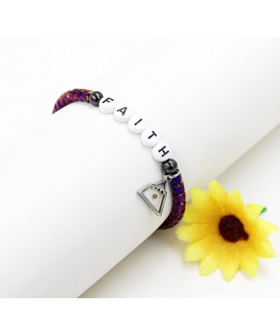 Faith Bracelet Gear-shaped Hematite Bangle with Mustard Seed Charm Inspirational Religious Jewelry with Gift Box Purple-trian...