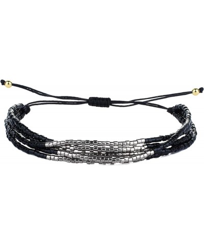 Miyuki Beaded Bracelets Multi Strands Bracelets Adjustable Bohemian Style Charm Bangles Black 1A $11.08 Bracelets