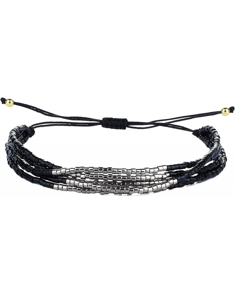 Miyuki Beaded Bracelets Multi Strands Bracelets Adjustable Bohemian Style Charm Bangles Black 1A $11.08 Bracelets