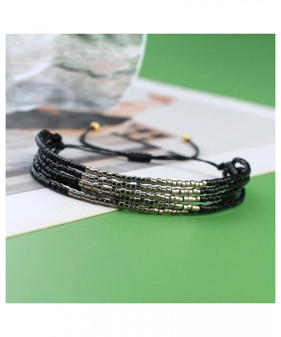 Miyuki Beaded Bracelets Multi Strands Bracelets Adjustable Bohemian Style Charm Bangles Black 1A $11.08 Bracelets