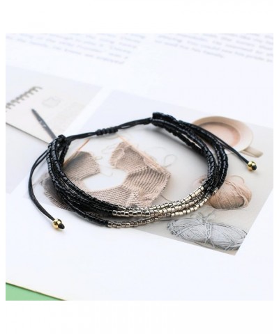 Miyuki Beaded Bracelets Multi Strands Bracelets Adjustable Bohemian Style Charm Bangles Black 1A $11.08 Bracelets