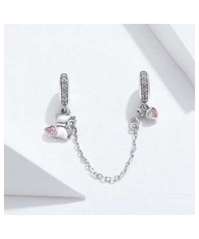 Heart Clasp Safety Chain Charm Authentic 925 Sterling Silver Clip Lock Stopper Charm Spacer Beads for Charms Bracelets Cat Ch...