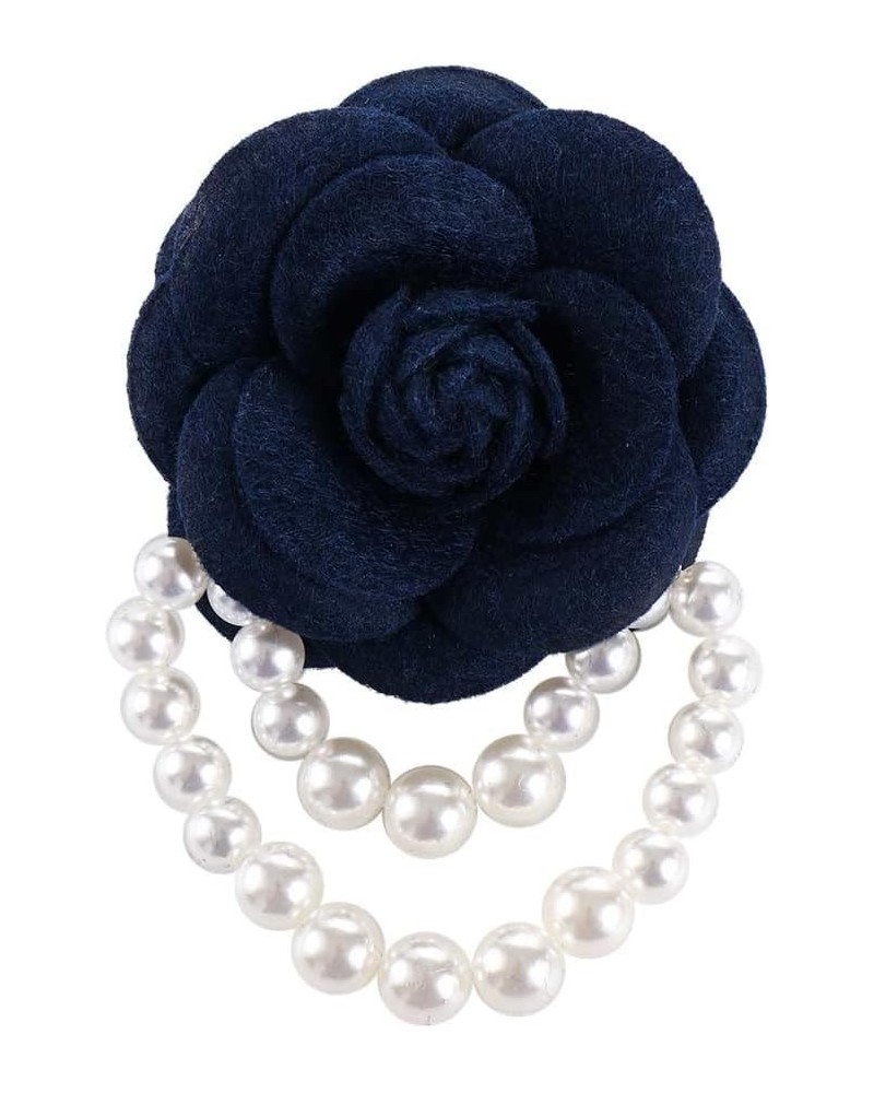 Camellia Flower Brooch Pins Vintage Pearl Tassel Floral Pin Badge for Women Girls Wedding Banquet Anniversary Brooch Blue,Gre...