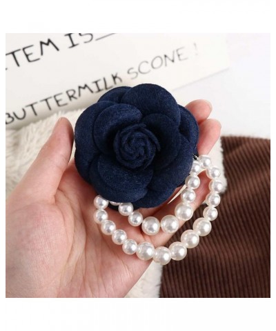 Camellia Flower Brooch Pins Vintage Pearl Tassel Floral Pin Badge for Women Girls Wedding Banquet Anniversary Brooch Blue,Gre...