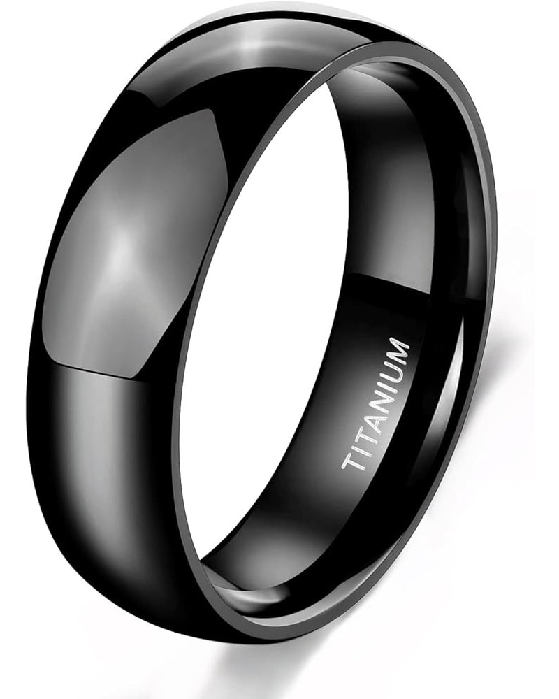 Black Titanium Ring 2mm 4mm 6mm 8mm Dome High Polished Wedding Band Size 3-14.5 6mm 7 $9.85 Rings