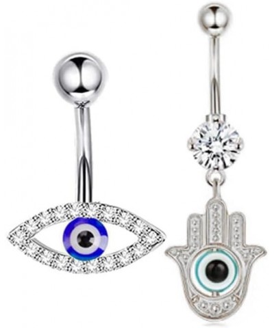 Belly Button Rings for Men Women Girls Sexy Owl Elephant Turtle Stainless Steel Dangle Body Piercing Jewelry Set Evil Eye Set...