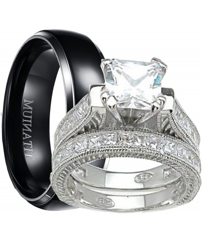 His and Hers Wedding Ring Set Matching Trio Wedding Bands for Him Her His 13 Her 7 $38.00 Sets